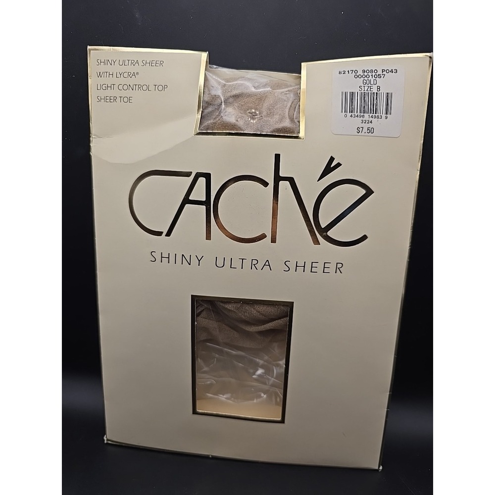 Cache Shiny Ultra Sheer Light Control Top Pantyhose Gold Size B